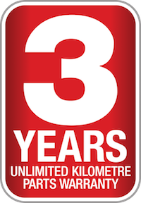 3 Years Unlimited Kilometre Parts Warranty