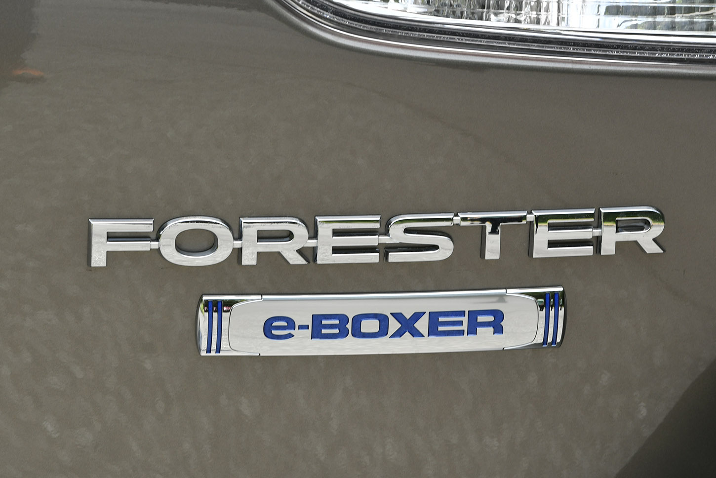 Image of a Forester e-Boxer Name Plate in Vehicle.