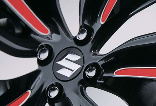 close up suzuki branded alloy wheel