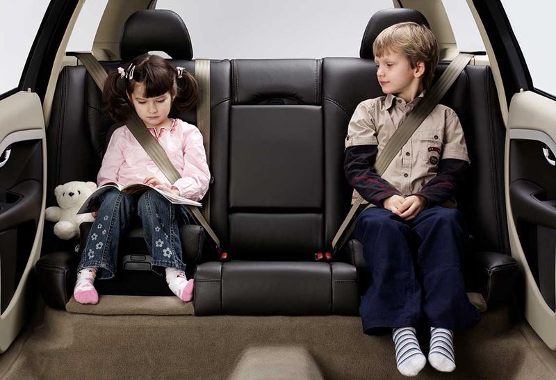 Seat belted kids in a car